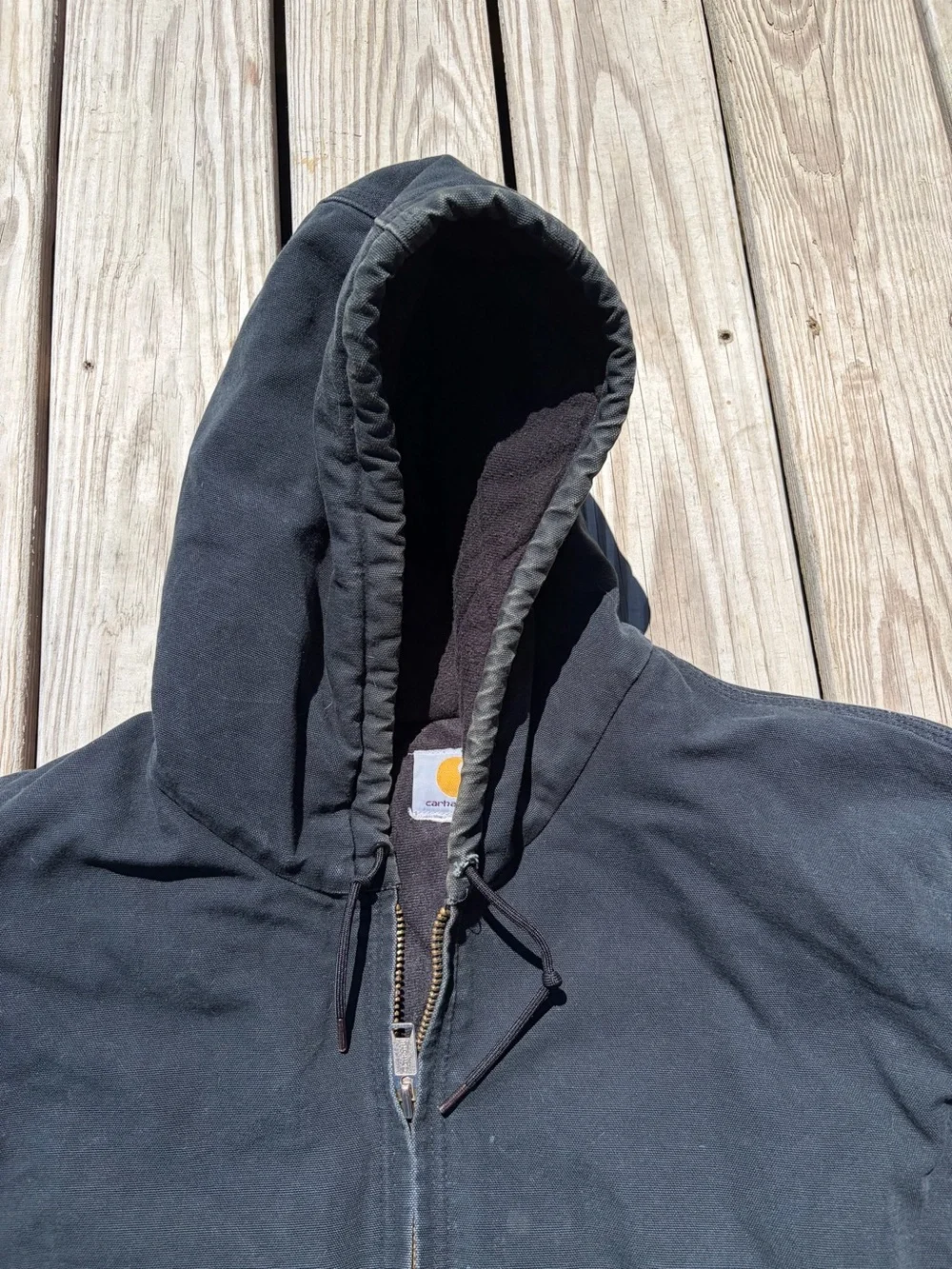 Carhartt J140 2XL Black Duck Canvas‎ Hooded Fleece Quilt Lined Jacket XXL USA